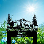 Personalized Hunter Grave Marker Forest Scene Deer Hunter Memorial Garden Stake 8-24 inch Hunter Dad Loss Gift, Hunter Memorial Gift Loss of Loved One (Forest Scene Deer Hunter) - Image 2