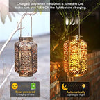 URPOWER Solar Lights Outdoor Metal Solar Lantern Outdoor Hanging Retro Decorative Lanterns with Durable Handle Solar Powered Waterproof LED Table Lanterns Lighting for Yard Tree Fence Patio , 2 Pack - Image 4