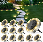 Peasur Solar Lights Outdoor Waterproof -12 Pack Solar Ground Lights Anti-Rust, Flat Solar Powered Disc Lights Landscape Lighting for Deck Step Patio Yard Pathway Walkway Driveway Garden, Warm White by Peasur