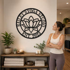 Personalized Yoga Studio Metal Sign Custom Lotus Wall Decor with Name and EST Year Round Meditation Room Plaque for Spa Wellness Studio Home Gym Entryway Gift - Image 7
