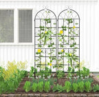 Giantex 2 Packs 71"x20" Metal Garden Trellis for Outdoor Climbing Plants, Heavy-Duty Plant Support for Vine Rose Vegetable Flower, Rustproof Black Metal Coating Patio Trellis Arch Decorative Fence - Image 4