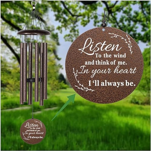 Sympathy Wind Chimes for Loss of Loved One, 40 Inch Memorial Wind Chimes for Loss of Loved Father/Mother/Lover, Commemorative Sympathy Bereavement Gifts for Condolences/Funeral (Copper) - Image 3