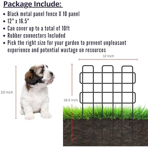 ShopLaLa Garden Fence Animal Barrier (10 Panels) 12in(L) x 16.5in(H) Small and Short White Metal Wire Fencing Decorative Flower Bed Edging for Landscape Plant Protector Dog Fences Yard Outdoor Decor - Image 2