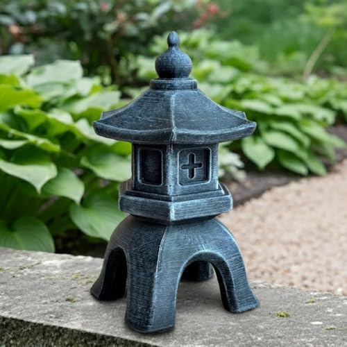 OLOMA Japanese Pagoda Lantern Garden Statue Outdoor Decor Small Size Zen Stone Lantern Sculpture Yard Patio Lawn Asian Temple Figurine Meditation Garden Ornament by OLOMA