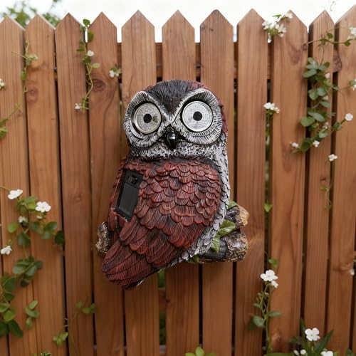 Owl Tree Hugger Figurine Solar-Powered Owl Decor Garden Statue for Patio Yard Balcony Housewarming Gifts for Mom Women Grandma - Image 2