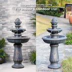 Teamson Home 2-Tier Birdbath Water Fountain Outdoor Garden with Shallow Basin - Image 3