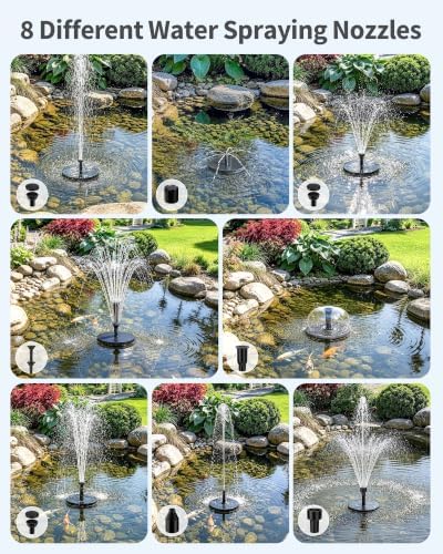 POPOSOAP 12W Solar Fountain Pump Built-in Battery Backup for Birdbath Pond - Image 5