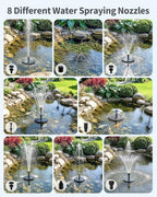 POPOSOAP 12W Solar Fountain Pump Built-in Battery Backup for Birdbath Pond - Image 5