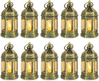 Hewory 10PCS Gold Mini Lanterns for Party Decoration, Flickering LED Candle by Hewory