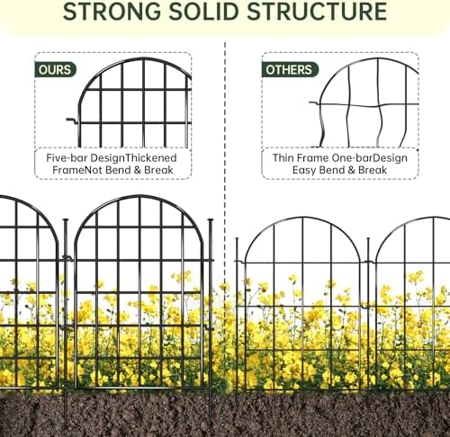 12 Panels Garden Fence, 13.8 ft(L) x 17 in(H) Arched No Dig Fence, Decorative Animal Barrier Fencing with Ground Stake, Rustproof Metal Garden Edging Border for Dog, Rabbit, Outdoor Yard Patio Decor - Image 4
