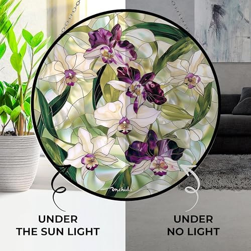 Orchids Suncatcher Stained Glass Window Hangings for Women Mom Red Birds Sun Catchers Colorful Ornament Lovers Gift Gifts for Women Mom Wife - Image 4