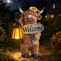 Highland Cow Solar Lights Outdoor Decor, Resin Cow Statue with LED Lights, Waterproof Farmhouse Garden Figurine, Decorative Solar Powered Light for Yard, Patio, Lawn, Porch, Pathway by Unknown