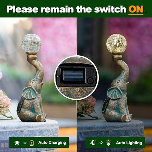 Solar Outdoor Elephant Statue Gifts Garden Decoration Light - Image 4