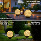 Beautyard Solar Globe Lights Outdoor Large Garden Decor USB Charged 4.72" Diameter 40LED 1000mAh Solar Lights Cracked Glass Globe Solar Power Yard Patio Garden (4.72'' Large 2 Pack Warm White) - Image 3