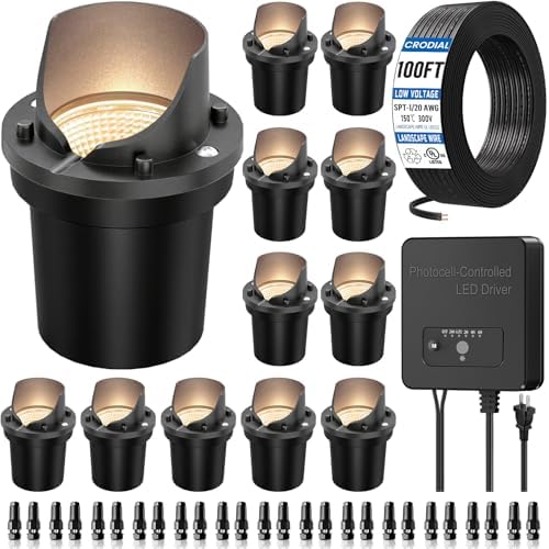 12-Pack Low Voltage Landscape Lighting Kit for Garden Yard 12W 1500LM 2700K by CRODIAL