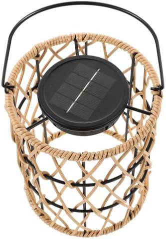 Solar Rattan Woven Hanging Lantern, Waterproof Garden Yard Decorative Light by Toyvian