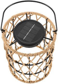 Solar Rattan Woven Hanging Lantern, Waterproof Garden Yard Decorative Light by Toyvian