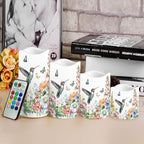 Hummingbird Floral Flameless Candles LED Pillar Candles Battery Operated Candles with Remote and Timers Color Changing Electric Fake Plastic Candles Living Room Home Table Decor Set of 4 - Image 4
