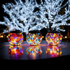 Cooo 6 Pack Gift for her him Landscape Lighting Path Lights Heavy Solar Mosaic Lantern with RGB Color-Changing Light – Dual Solar Panels, Red Amber Glass Tiles, Waterproof Outdoor - Image 5