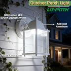 LIT-PaTH Outdoor Wall Light Fixture, Aluminum, LED 5000K, White, 2 Pack - Image 2