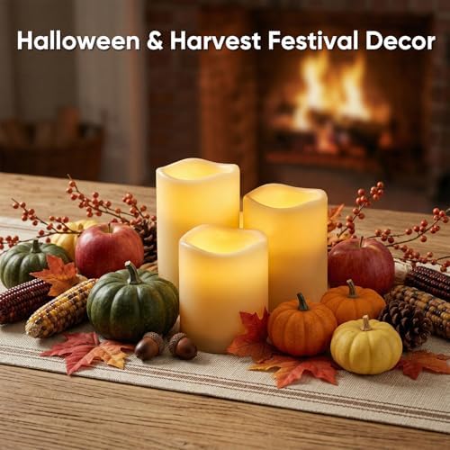 Amagic Waterproof Outdoor Flameless Candles with Timer, Battery Operated Candles with Remote Control, Electric LED Pillar Candle for Outside Patio, Garden, Wedding Decor, D3 x H4 5" 6", Set of 9 - Image 5