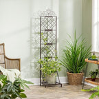 Evergreen Garden Classic Metal Plant Stand with Lattice Trellis for Climbing Plants, Floor Tall Plant Stand Indoor and Outdoor for Patio, Porch, Garden - Image 2