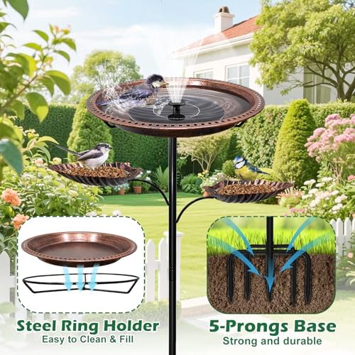 Bird Bath for Outside,2-in-1 Detachable Bird Feeder,Antique Bronze - Image 4