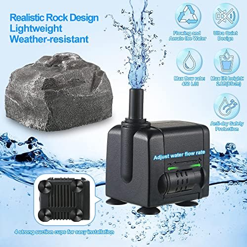 Bird Bath Water Fountain with Electric Pump for Outdoor Garden, Gray - Image 4