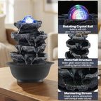 Giantex Tabletop Water Fountain with Rotating Crystal Ball & LED Lights, Tiered Rock Waterfall with Pump, Zen Meditation Desktop Decor for Office, Home Relaxation (Stacked Rock Cascade) - Image 4