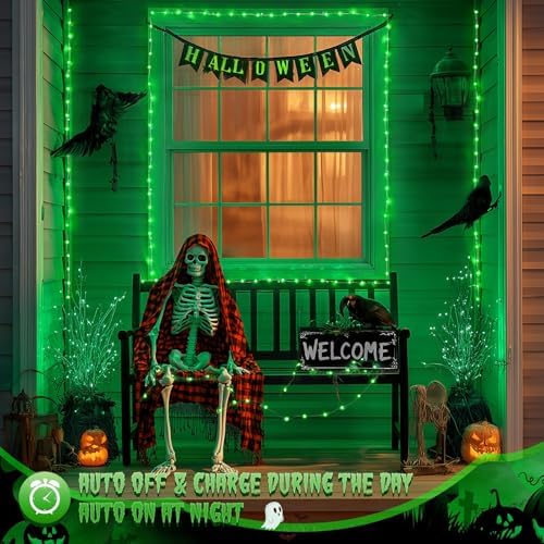 JMEXSUSS 4 Pack Solar Fairy Lights, 100 LED 33FT Green Halloween Lights - Image 4