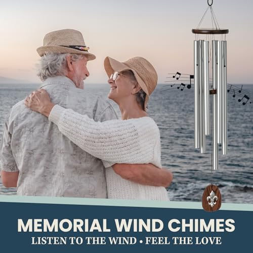 Woodstock Chimes Fleur de lis Wind Chime for Outside, Medium Silver 31" Windchime Tuned to La Marseillaise France's National Anthem ADFL1 - Image 5