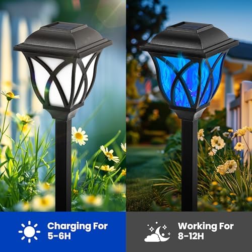 Solar Lights Outdoor Garden Decor Solar Torch Lights Solar Lights Outdoor Waterproof 8 Pack Flickering Flame LED Lights Outdoor Decor for Porch, Garden, Camp, Path, Yard, Patio, Balcony - Image 5