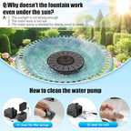 Solar Fountain Work On Cloudy Day,Solar Water Bird Bath Fountain with Faster Conversion Glass Solar Panel and Power Indicator,Built-in 2000mAh Battery,Outdoor Garden Decor(Black Panel) - Image 5