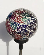 Colorful Ball Solar Lights (#Whitem003R), Solar Power Multi-Color Color Changing LED Mosaic Crackle Glass Ball Decorative Garden Yard Light Stake Lamp - Image 4