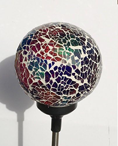 Colorful Ball Solar Lights (#Whitem003R), Solar Power Multi-Color Color Changing LED Mosaic Crackle Glass Ball Decorative Garden Yard Light Stake Lamp - Image 4