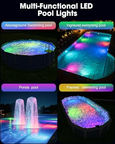 Solar Pool Lights,Underwater IP68 Pool Lights with Remote Control,1800mAh Solar Powered Panel with Brighten 48LM, Color Changing for Above Ground Pools/Inground Pools-8 Pack-Blue - Image 5