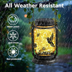 Hummingbird Solar Lanterns 3-in-1 Outdoor Waterproof - Birthday Gifts for Women Mom Christmas, Mason Jar Hanging Lanterns with Stake, Garden Decor Lights for Patio Yard Balcony Decorations, 2 Pack - Image 5