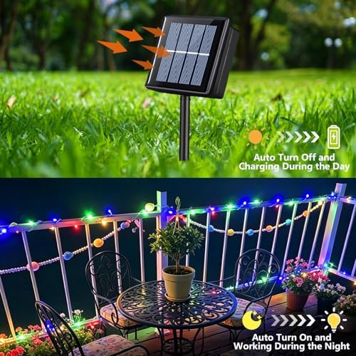 YEGUO 4 Pack Multicolor Solar Fairy Lights, Each 33ft 100 LED Christmas Lights Outdoor Waterproof, 8 Modes Sliver Wire Solar String Lights - Image 6