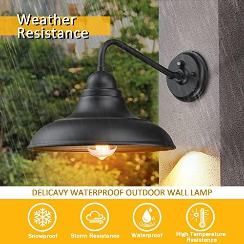 12" Dusk to Dawn Outdoor Wall Sconces Farmhouse Barn Light Outdoor Wall Lights Exterior Wall Lighting Fixture for Porch Entryways, 3 Pack - Image 4