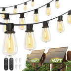 addlon 204FT(96*2) Solar String Lights Outdoor,Waterproof Dimmable 60+4 LED by addlon