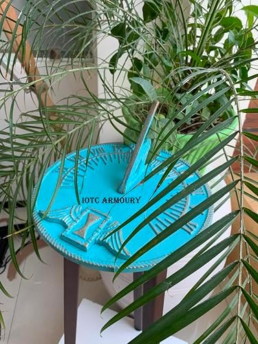 Brass Sundial 10" Turquoise Blue Vintage Sundial for Yard Decorations Outdoor Garden Art Gift Sundials, Birthday Gift, Anniversry Sundial, Couple Gift Idea - Image 2