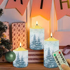 Cozeyat Flameless Candles with Remote Set of 3, Christmas Tree Musical Note Snowscape Print Flickering Electric Candles for Christmas Decor, Unscented Realistic Bullet Floating Flame Candles - Image 5