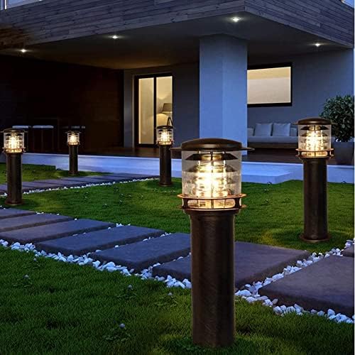 Outdoor Bollard Light Modern Pathway Lamp with Tiered Shade IP65 Waterproof Garden Landscape Lighting for Walkway, Driveway, Lawn, Patio E26/E27 Base Exterior Post Lantern - Image 3