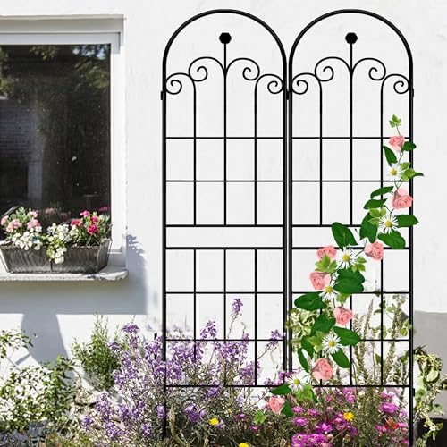 LZRS 71x80in Rustic Iron Arch Decoration Garden Trellis with Black Metal Coating – Perfect for Supporting Climbing Plants Outdoor, Roses, Vines, Flowers, and Vegetables. - Image 5