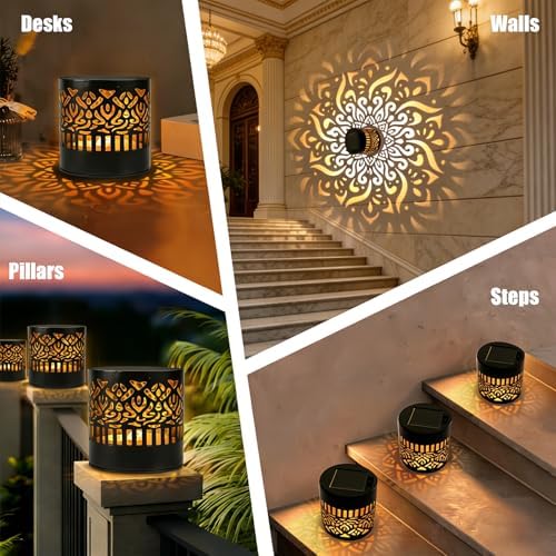 Decorative Solar Mandala Lights, Metal, 4 Pack - Image 4