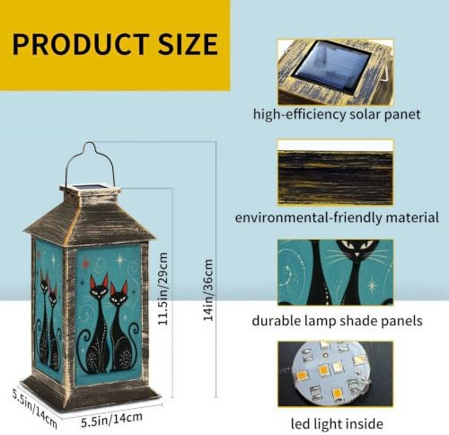 Teal Cats Mid Century Solar Lanterns Outdoor Waterproof - Image 6