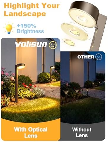 VOLISUN Solar Pathway Lights Outdoor, 12 Pack Solar Powered Garden Lights Waterproof, Decor Landscape Lighting for Yard, Lawn, Walkway, Driveway, Brown - Image 7