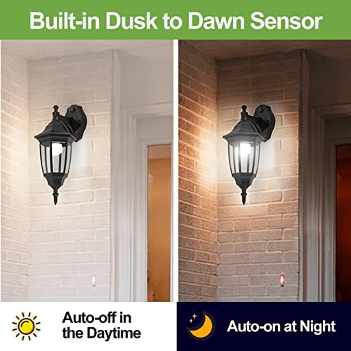 EMART Dusk to Dawn Plastic Outdoor Wall Light Fixtures(2 Pack, Black) - Image 3