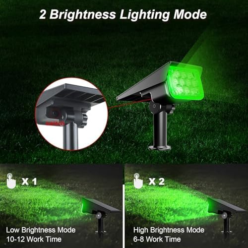 LED Solar Outdoor Garden Spotlights, IP65 Waterproof, Powered Security Landscape Lights, Auto On/Off,In-ground/Wall Lamp for Garden/Patio/Driveway/Pond/Deck(White,2PCS (3w-5.5V)) - Image 5