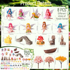 Seenelling 150 Pcs Fairy Garden Accessories Miniatures Figures Kit Micro Landscape Resin Mushroom Animals Fake Pond Lawn Bridge Garden Decoration - Image 3
